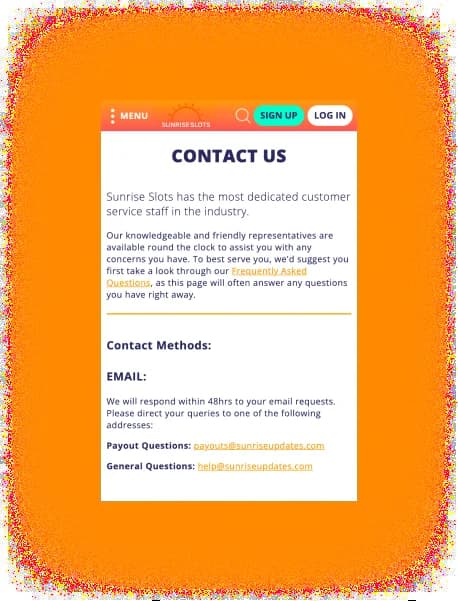 Sunrise Slots Support